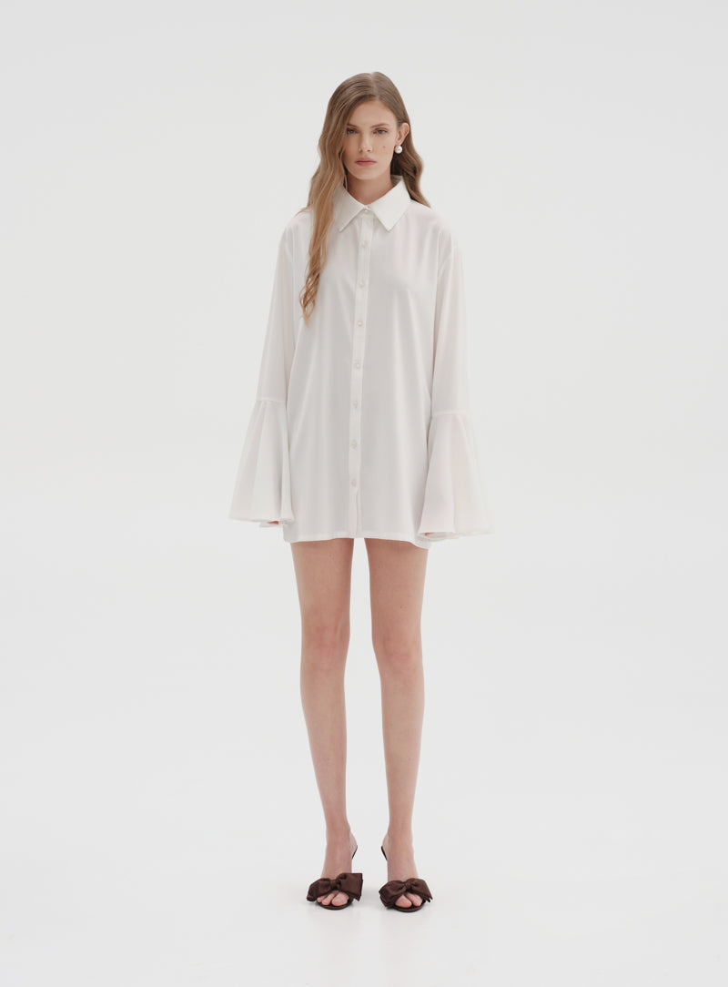 Flared Sleeve White Shirt | Namle Brand | Wear the Woman You Are L/XL Flared Sleeve White Shirt | Namle Brand | Wear the Woman You Are L/XL