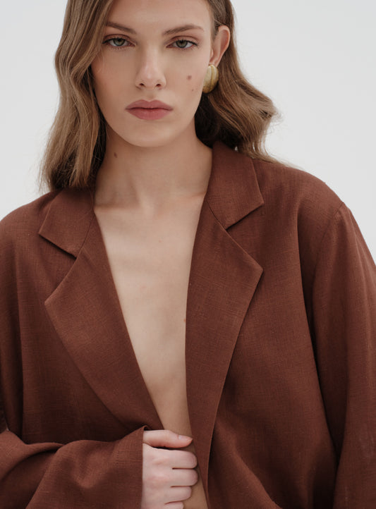 Linen Blazer with belt